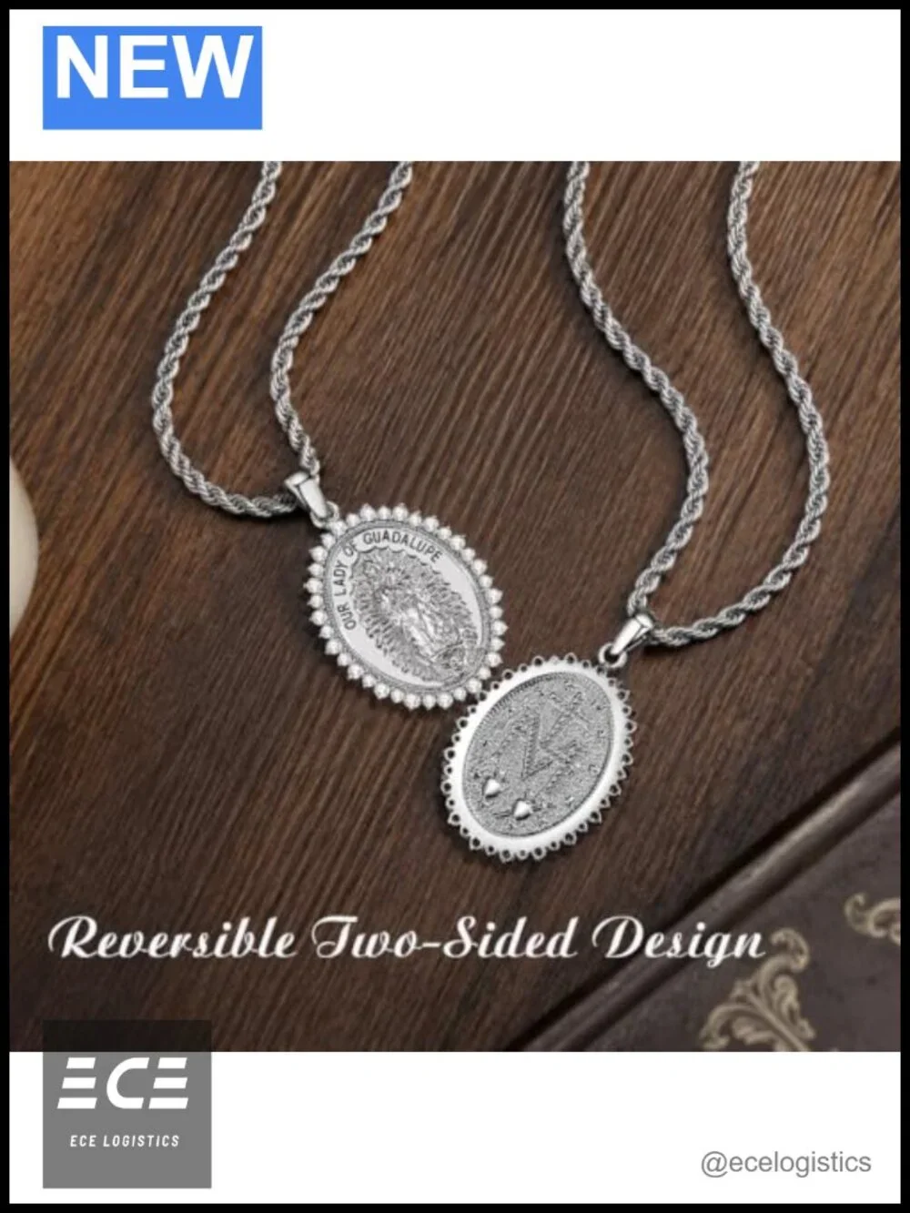 Our Lady of Guadalupe Necklace Silver Tone Catholic Pendant Women